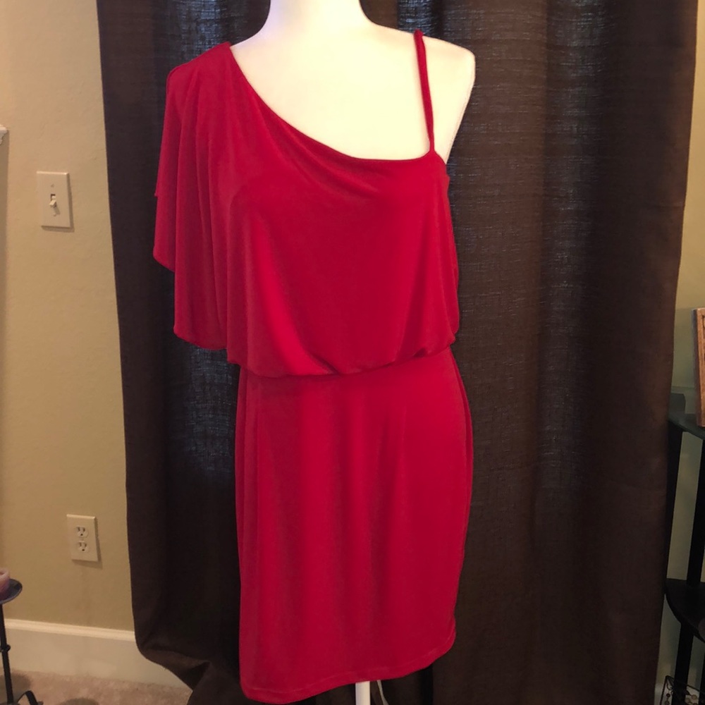 One Shoulder Red Dress